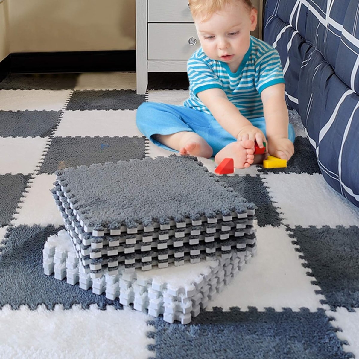 Fluffy Puzzle Floor Mat - BabySala